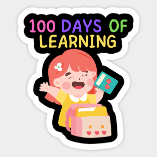 100 DAYS OF LEARNING Cute Kawaii School Girl Happy Student Sticker